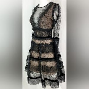 Bronx and Banco BLACK LACE LONG SLEEVE DRESS